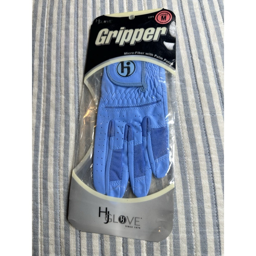HJ Glove Gripper Golf Glove Ladies Left Sky Blue Microfiber Palm Patch‎ NWT